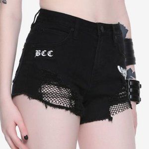 BlackCraft / Hot Topic Kitty Jean Distressed Denim Shorts - GUC